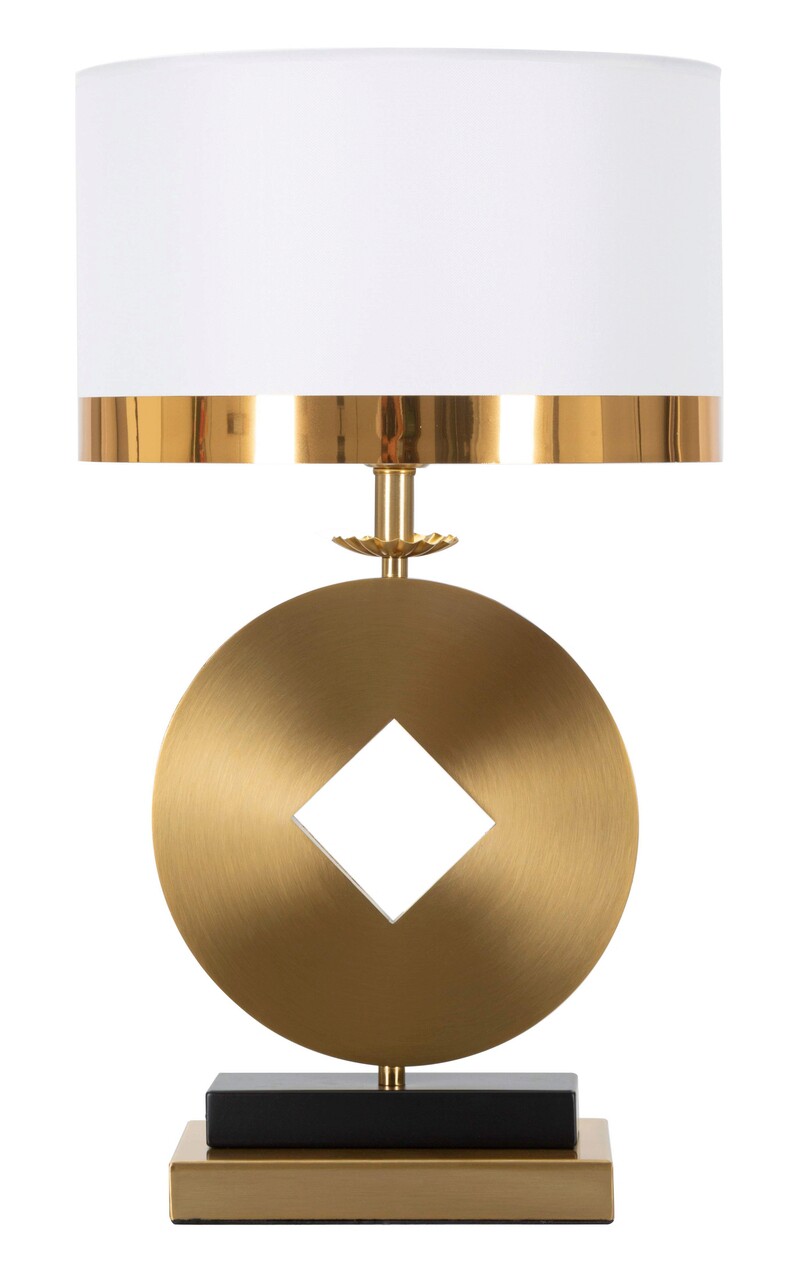 Lampa de masa Coin, Mauro Ferretti, Ø30 x 53 cm, 1 x E27, 40W, fier/textil, auriu/alb - imagine 7